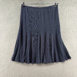 Garnet Hill Navy Pleated Midi Skirt